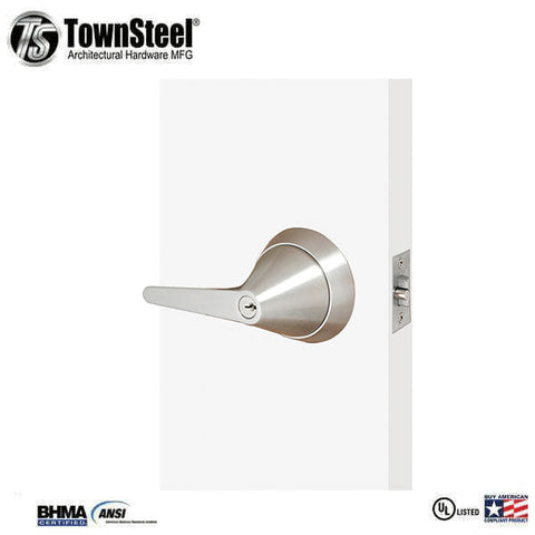 TownSteel - TRX-L -  Ligature Resistant Cylindrical Lockset - Heavy Duty - Optional Function - Standard Cylinder - Fire Rated - Stainless Steel - Grade 1