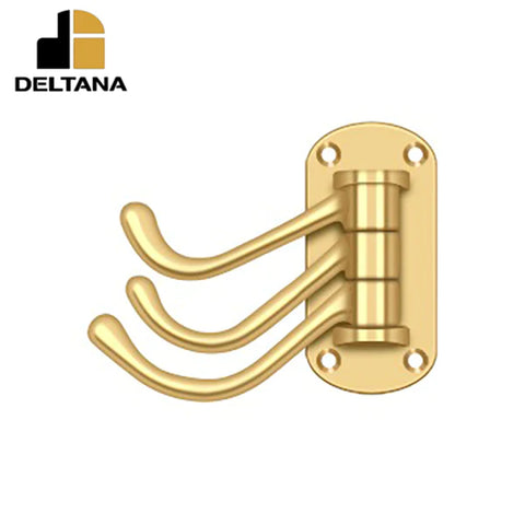 Deltana - Triple Swivel Hook - Heavy Duty - 4" Projection - 3-1/8" x 1-1/2" Base Size - Optional Finish