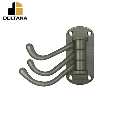 Deltana - Triple Swivel Hook - Heavy Duty - 4" Projection - 3-1/8" x 1-1/2" Base Size - Optional Finish