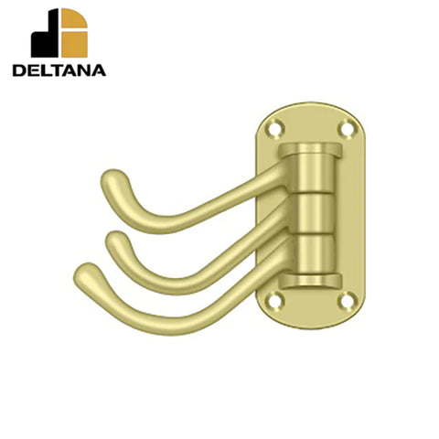 Deltana - Triple Swivel Hook - Heavy Duty - 4" Projection - 3-1/8" x 1-1/2" Base Size - Optional Finish