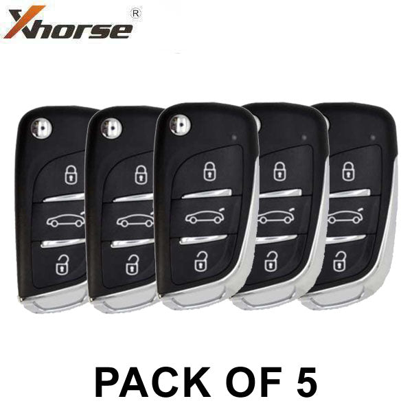 5 x Generic Style / 3-Button Universal Remote Flip Key for VVDI Key Tool (Wired) (Pack of 5) - UHS Hardware