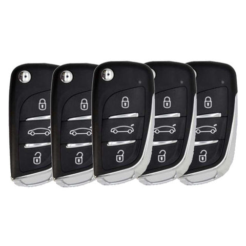 5 x Generic Style / 3-Button Universal Remote Flip Key for VVDI Key Tool (Wired) (Pack of 5) - UHS Hardware