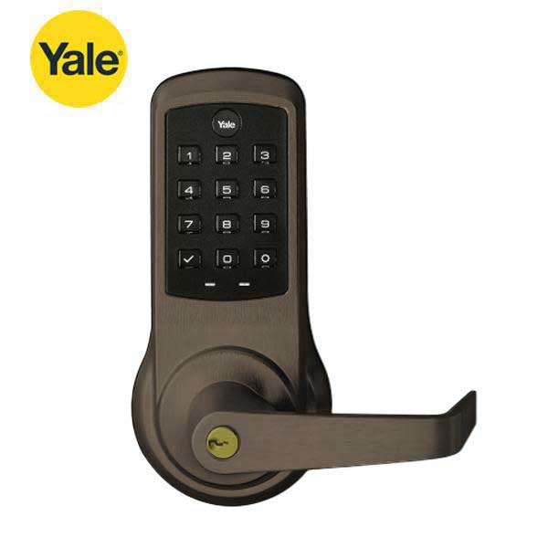 Yale - ﻿NexTouch - Commercial Electronic Keypad Lever Lock - Augusta Lever - Pushbutton w/ Key Override - 2-3/4" Backset - YALE Keyway - Dark Bronze - Grade 1 - UHS Hardware