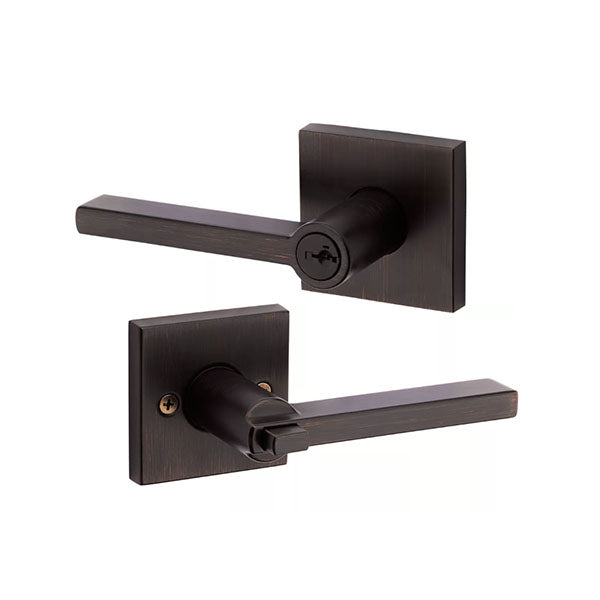 Kwikset - 156 - Halifax Lever - Square Rose - 11P - Venetian Bronze - Entrance - SC1 Schlage - SmartKey Technology - Grade 2 - UHS Hardware