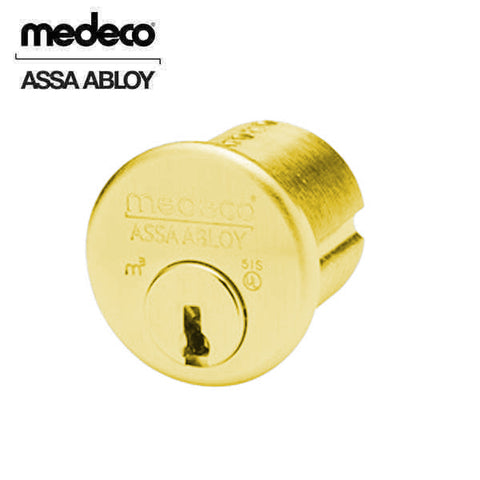 Medeco - 10T5200 - M3 - High Security - 1-1/2" Mortise Cylinder - 05 - Bright Brass - DL Keyway - Grade 1 (Sub-Assembled) - UHS Hardware