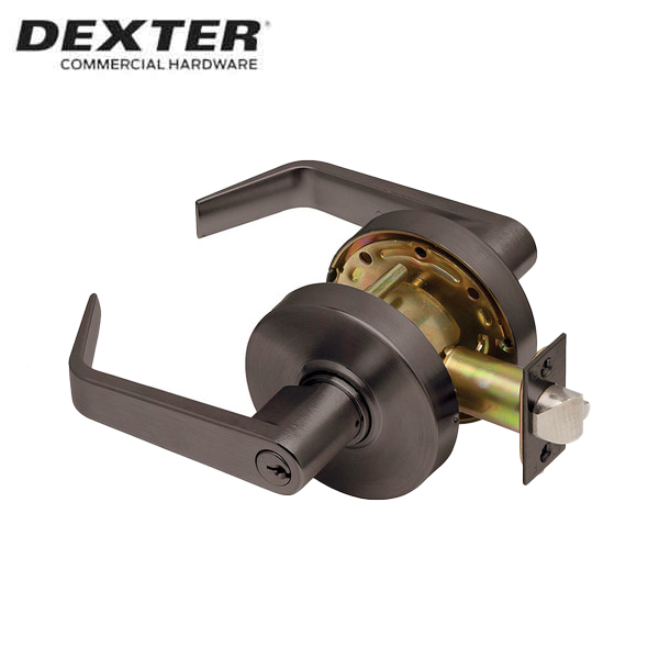 Dexter C1000 - Commercial Lever Set Handle - Cylindrical Lockset - Turn-Pushbutton - Keyed Different - 2-3/4” Standard Backset - Oil Rubbed Bronze - Entrance - Fire Rated - Grade 1 - UHS Hardware